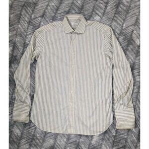 Brioni Dress Shirt Mens Medium 16/41 Yellow Multi Striped French Cuff Button Up